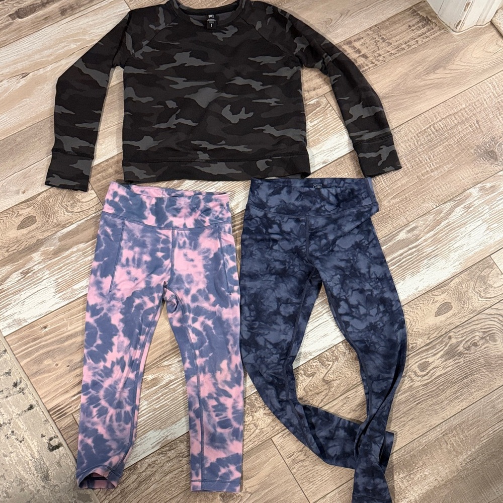 Athleta Kids Camouflage Top and Tie-Dye Leggings Set